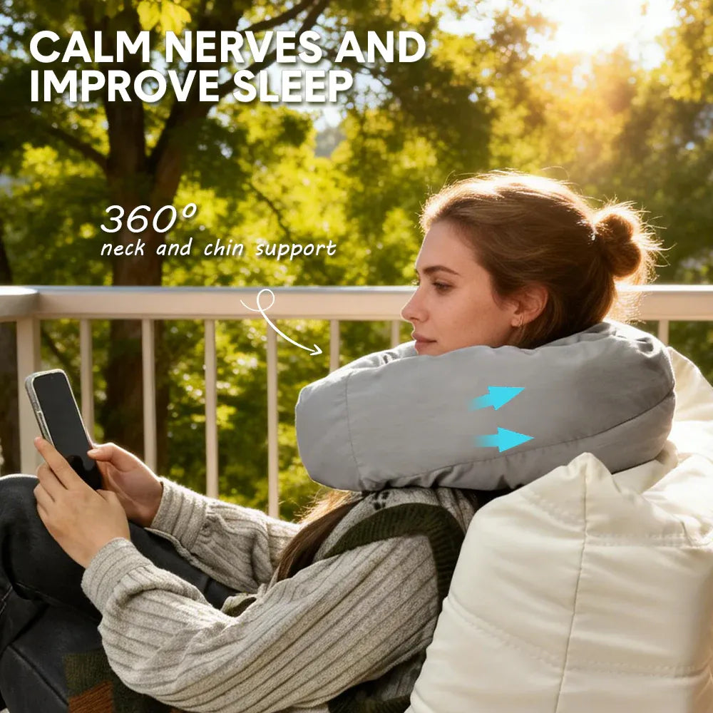 Premium Adjustable Travel Pillow Wraps – Grey 2 Pack, 360° Neck Support