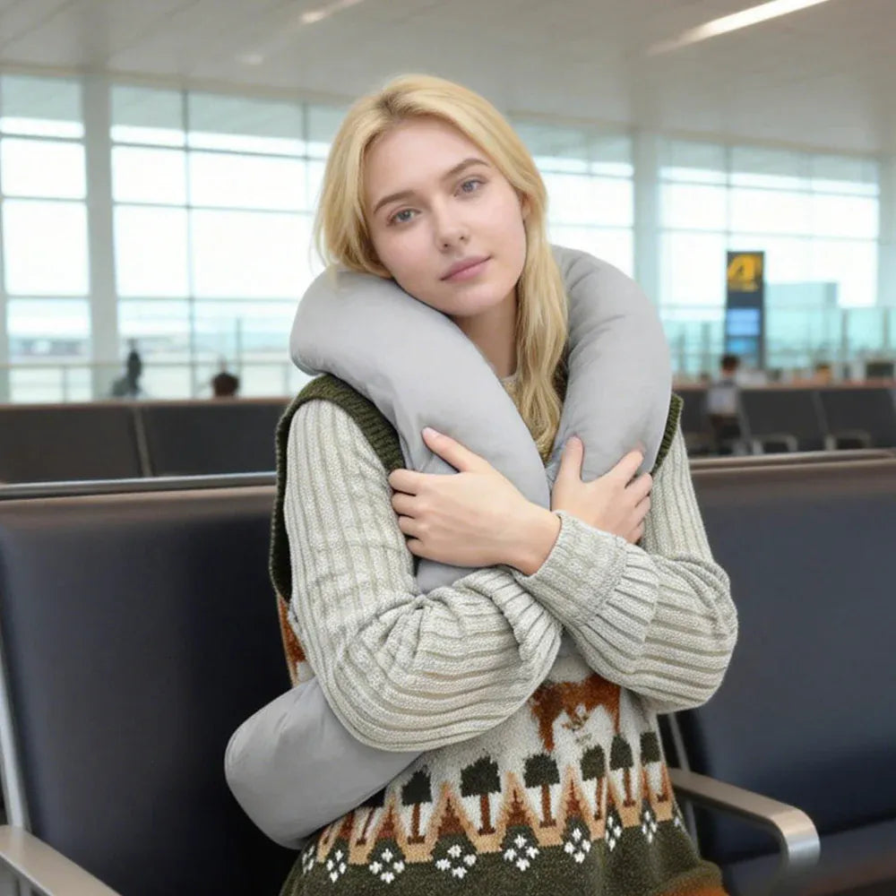 Premium Adjustable Travel Pillow Wraps – Grey 2 Pack, 360° Neck Support