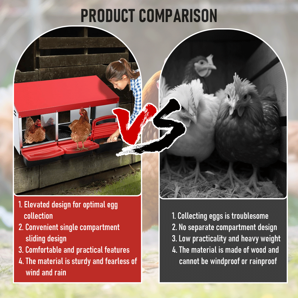 Premium 3-Hole Roll Away Metal Chicken Nesting Box - 52 x 47.5 x 81cm