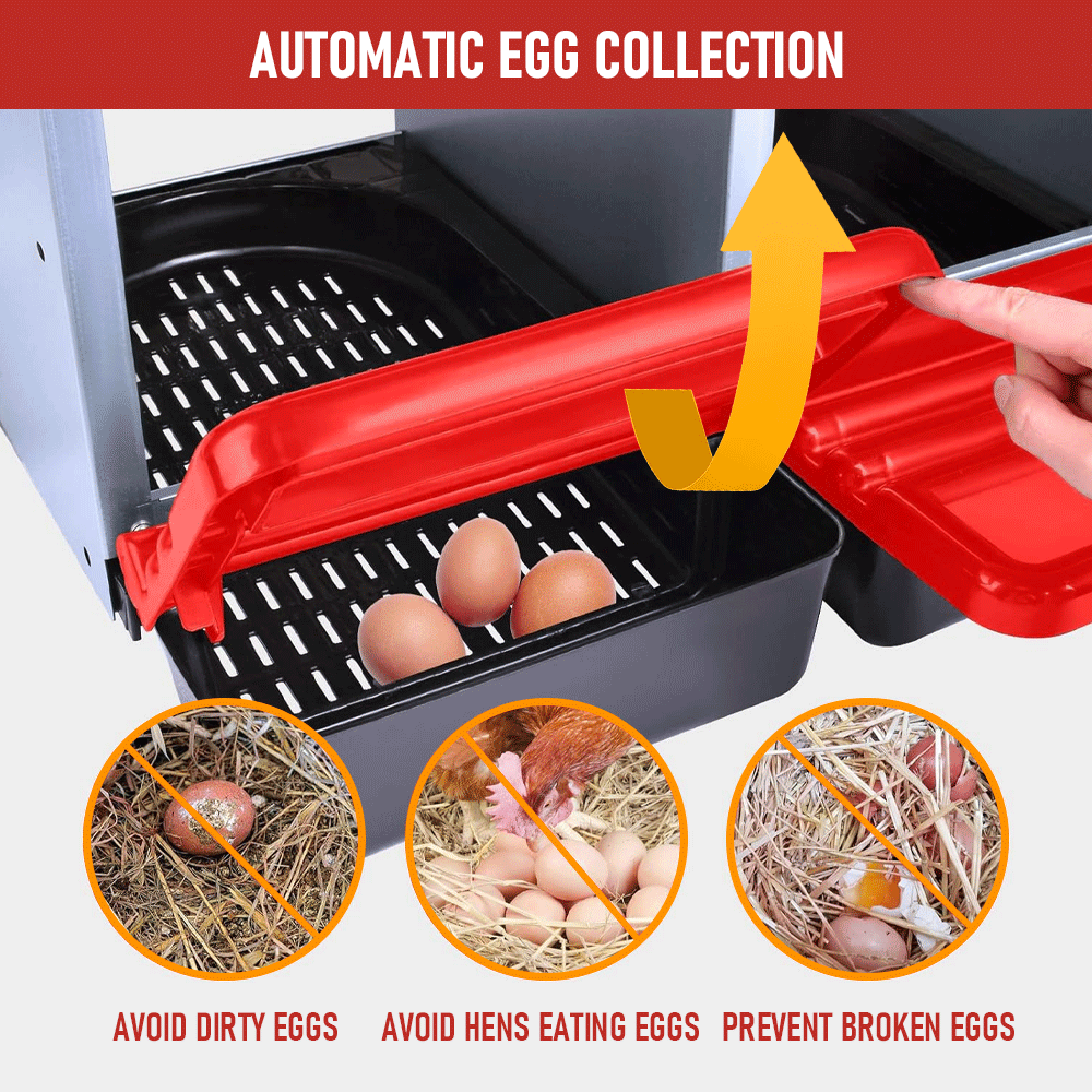 Premium 3-Hole Roll Away Metal Chicken Nesting Box - 52 x 47.5 x 81cm