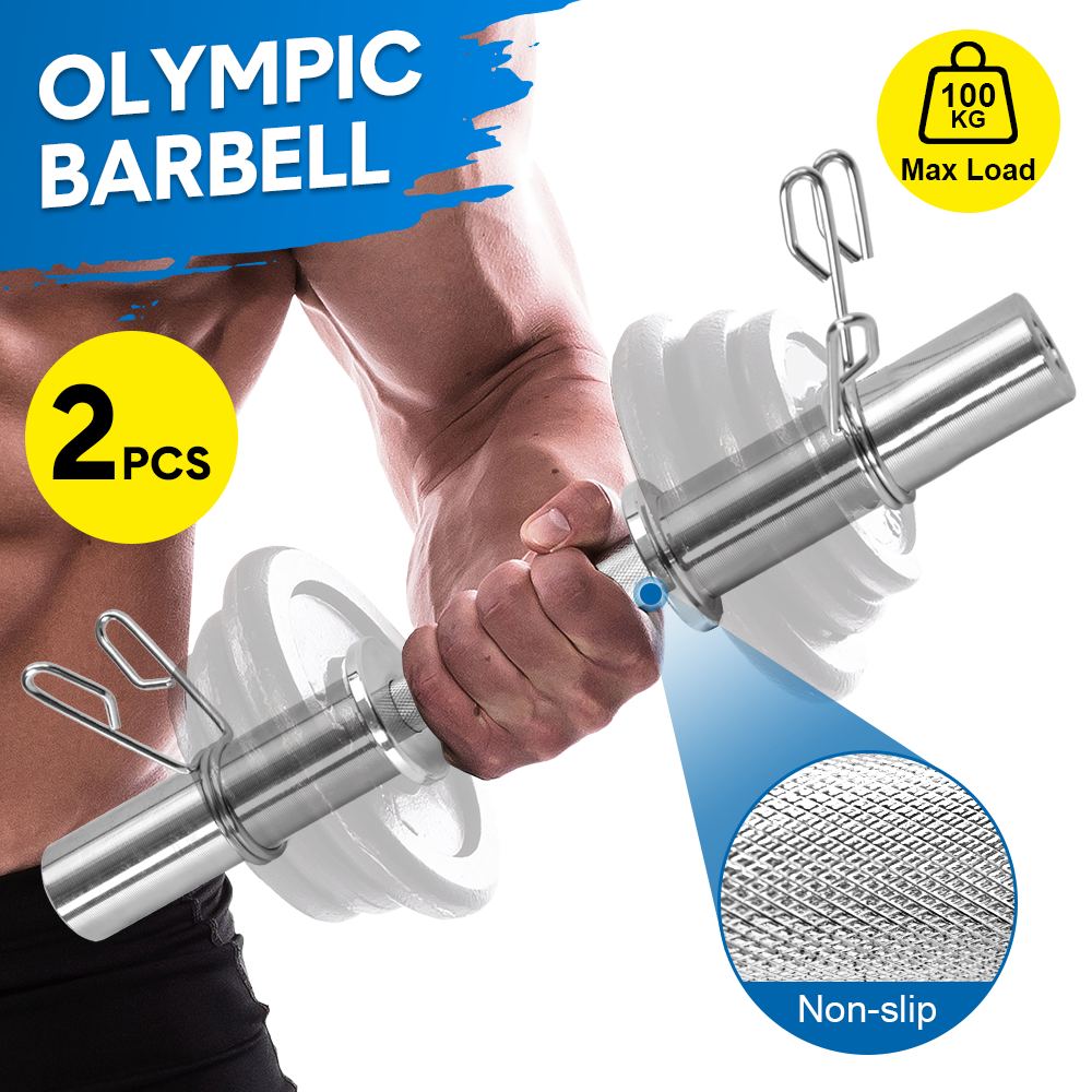 Premium Olympic Dumbbell Handles Pair with Spring Collars - 50cm