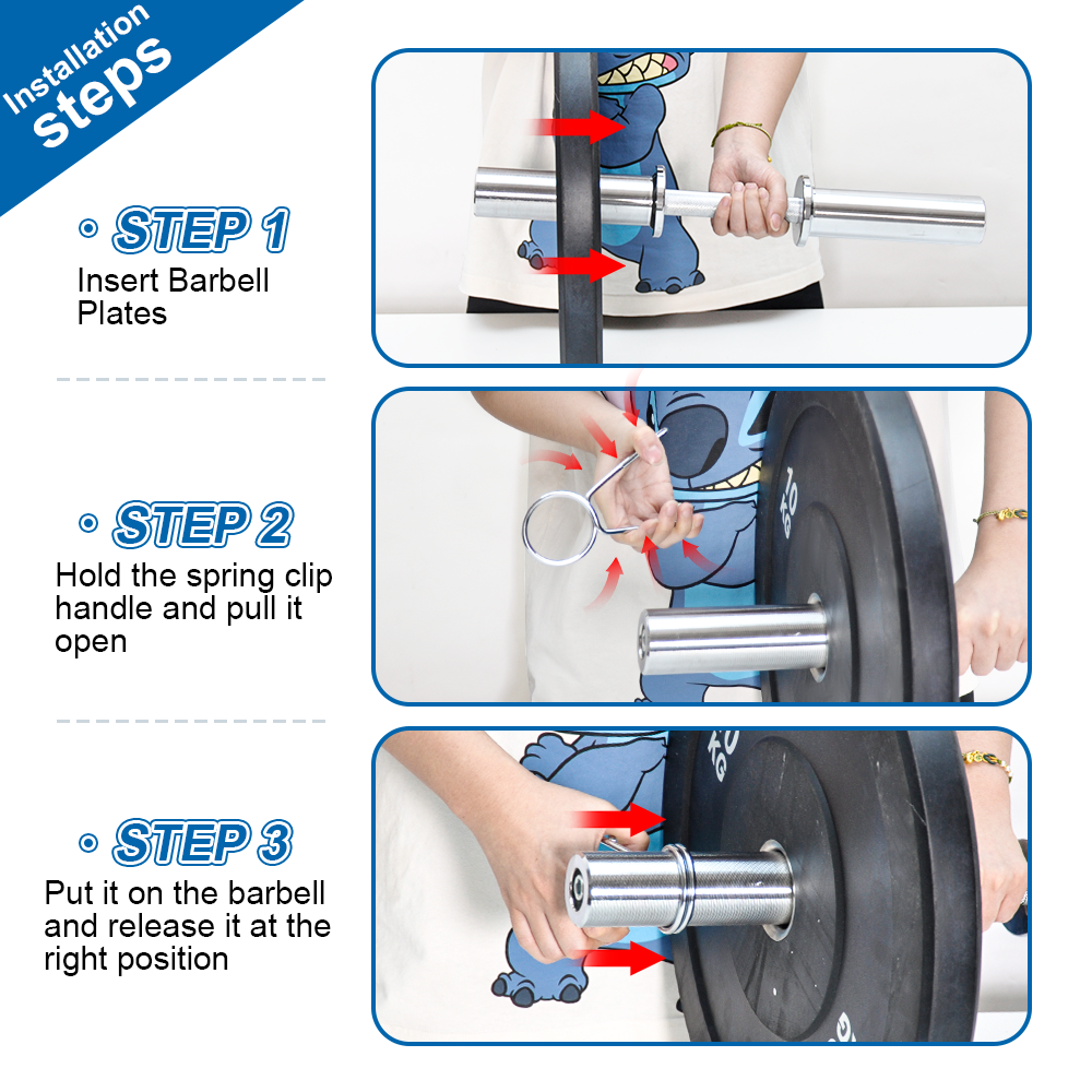 Premium Olympic Dumbbell Handles Pair with Spring Collars - 50cm