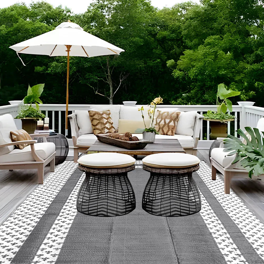 Premium Weatherproof Outdoor Rug – Silver Grey 275 x 365cm, Waterproof PP Weave