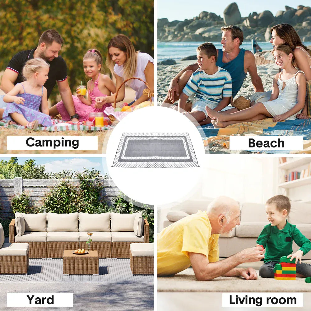 Premium Weatherproof Outdoor Rug – Silver Grey 275 x 365cm, Waterproof PP Weave