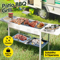 Premium Foldable Charcoal BBQ Grill – Beige with Grill Nets & Enamel Pans