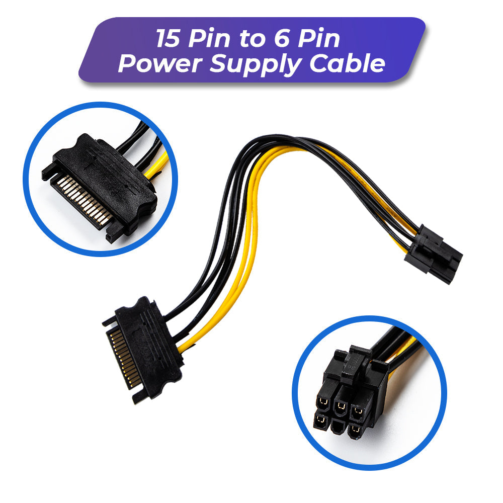 Premium PCIe 1X to 16X GPU Riser Extender Kit with USB Cables - 6 Pack