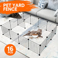 Premium Foldable Metal Pet Playpen 16 Panels with Clips - Black