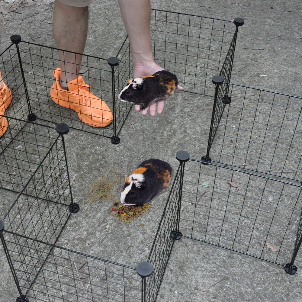Premium Foldable Metal Pet Playpen 16 Panels with Clips - Black