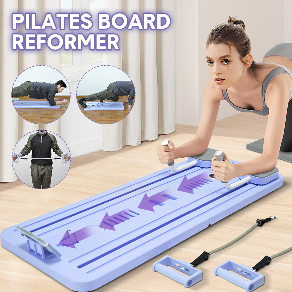Premium Lilac Foldable 4-in-1 Pilates Board Reformer with Timer
