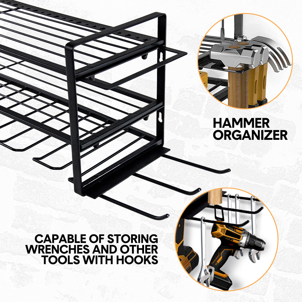 Premium Wall Mount Power Tool Organiser with 7 Drill Holders