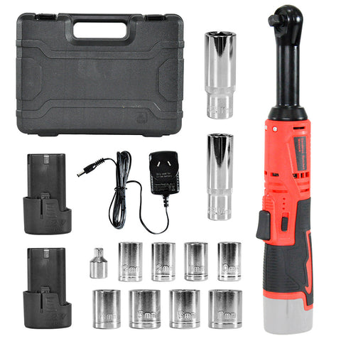 Premium 12V Cordless Electric Ratchet Wrench Set with 2 Batteries