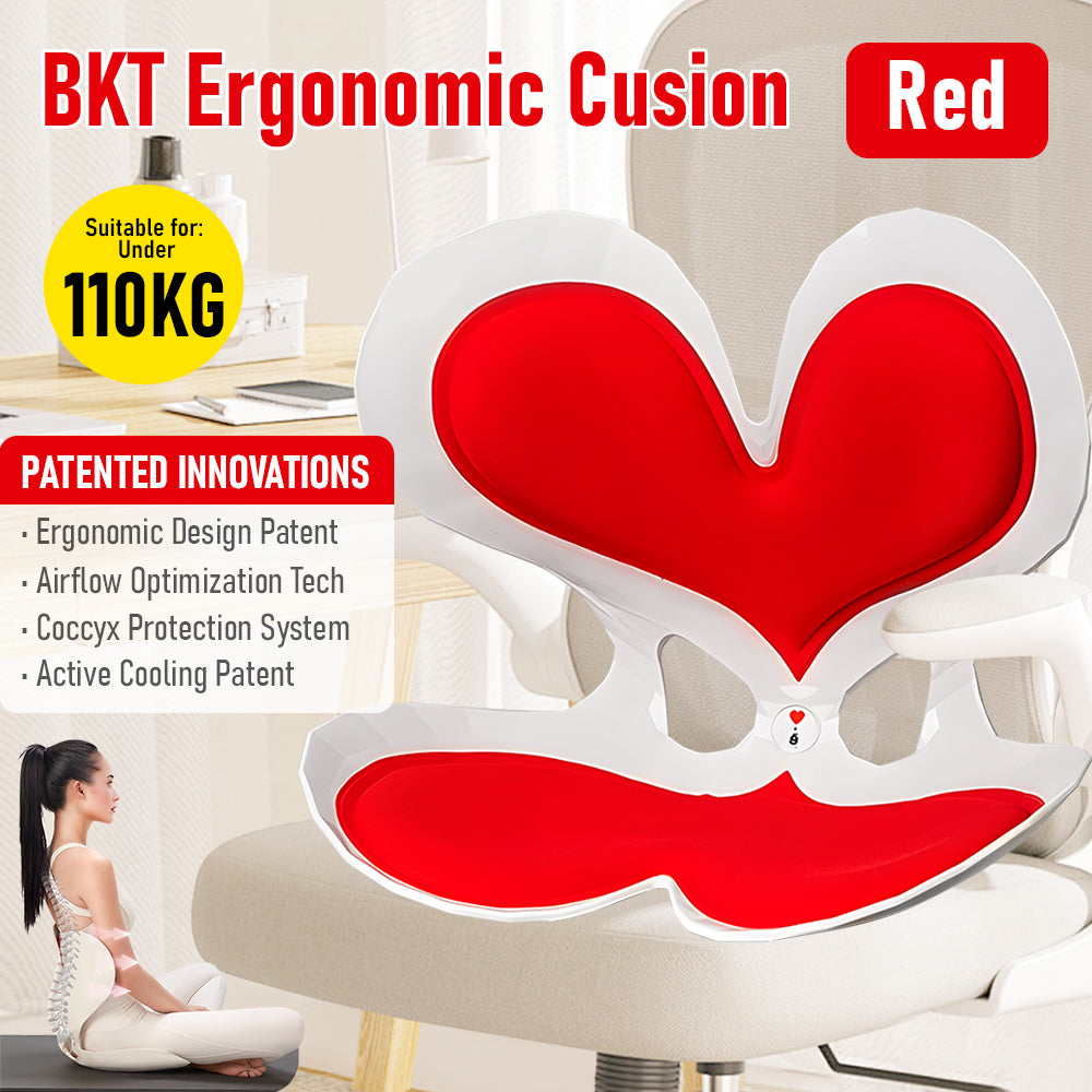 BKT Ergonomic Lumbar Support Seat Cushion Red Heart Design 110kg Capacity