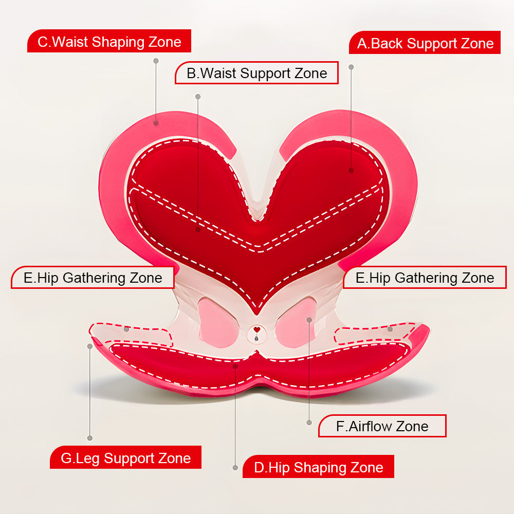 BKT Ergonomic Lumbar Support Seat Cushion Red Heart Design 110kg Capacity