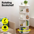 4 Tier White 360 Rotating Bookshelf Freestanding Corner Bookcase Storage Organiser