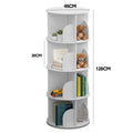 4 Tier White 360 Rotating Bookshelf Freestanding Corner Bookcase Storage Organiser