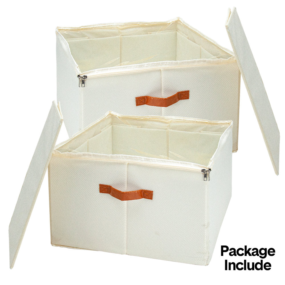 Premium Shoe Organiser – Beige 2 Pack with Clear Lid & Adjustable Dividers