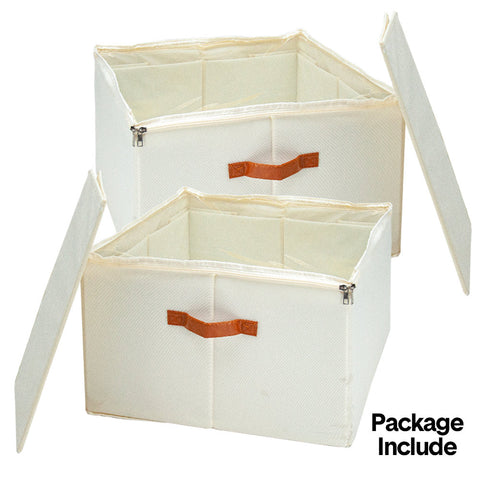 Premium Shoe Organiser – Beige 2 Pack with Clear Lid & Adjustable Dividers