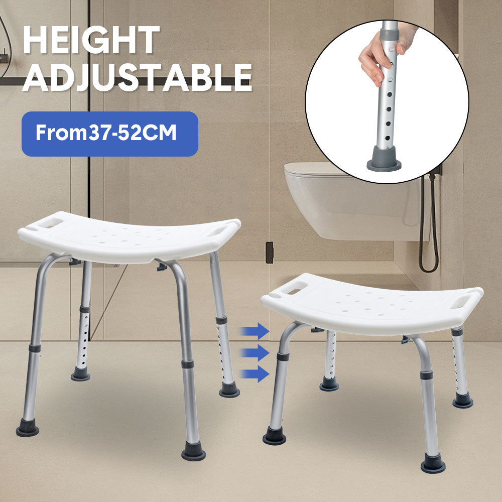 Adjustable Non-Slip Shower Chair with Armrests Shower Holder and 100kg Capacity