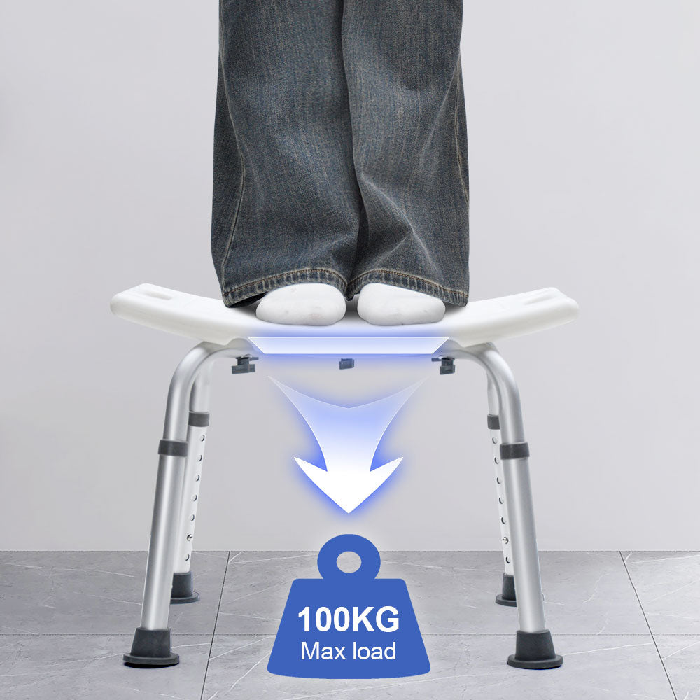 Adjustable Non-Slip Shower Chair with Armrests Shower Holder and 100kg Capacity