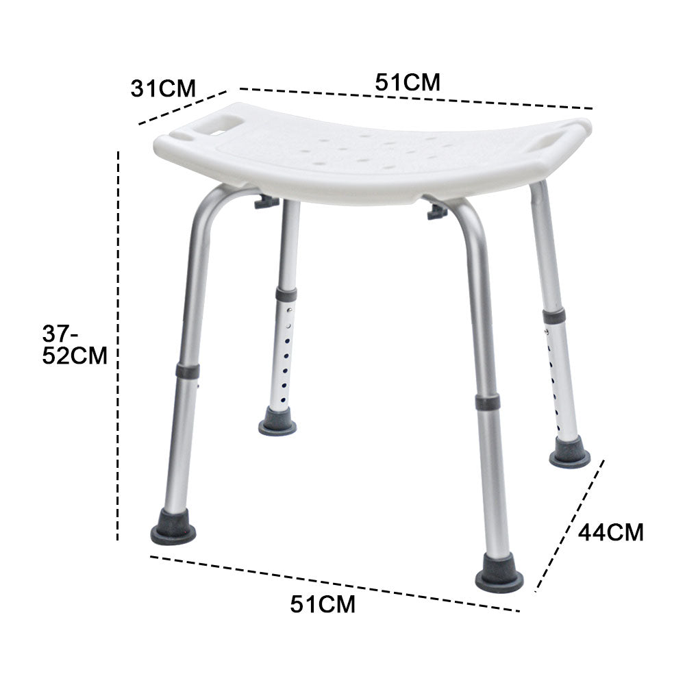 Adjustable Non-Slip Shower Chair with Armrests Shower Holder and 100kg Capacity