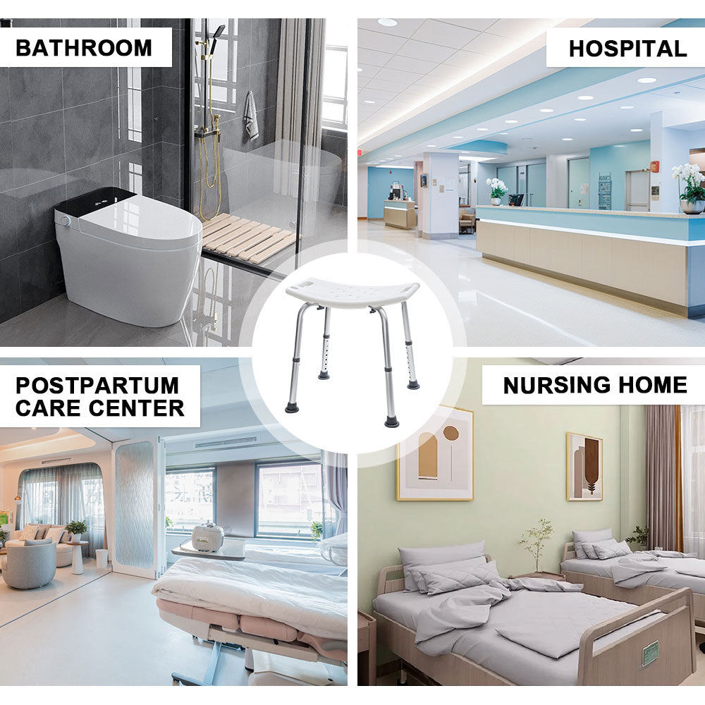 Adjustable Non-Slip Shower Chair with Armrests Shower Holder and 100kg Capacity