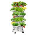 Premium 5-Tier Stackable Planter Pots – White 37cm with Wheels
