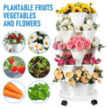 Premium 5-Tier Stackable Planter Pots – White 37cm with Wheels
