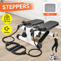 Premium Mini Stepper with Resistance Bands & LCD Monitor - Black/White