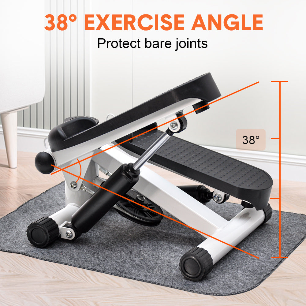 Premium Mini Stepper with Resistance Bands & LCD Monitor - Black/White