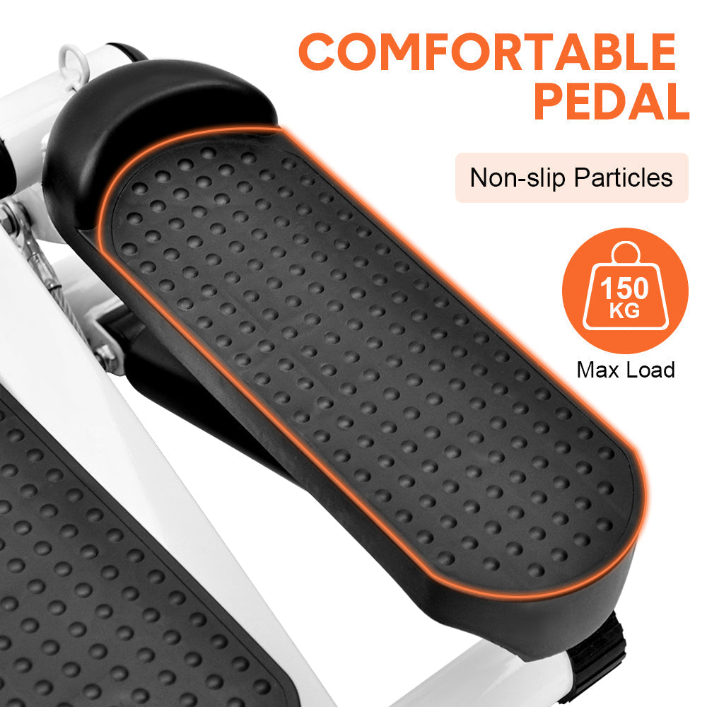 Premium Mini Stepper with Resistance Bands & LCD Monitor - Black/White