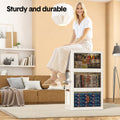 3 Bin Foldable Stackable Storage Cabinet with Clear Doors Wheels and Top Access