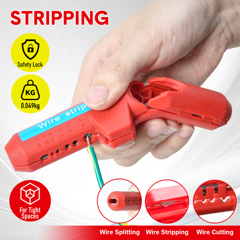 Premium Ergonomic Wire Stripper with 6 Planer Holes - Red