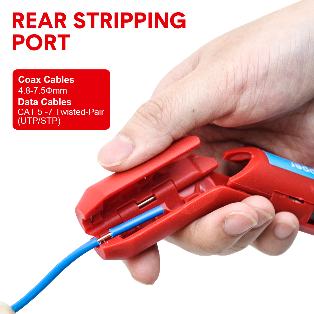 Premium Ergonomic Wire Stripper with 6 Planer Holes - Red