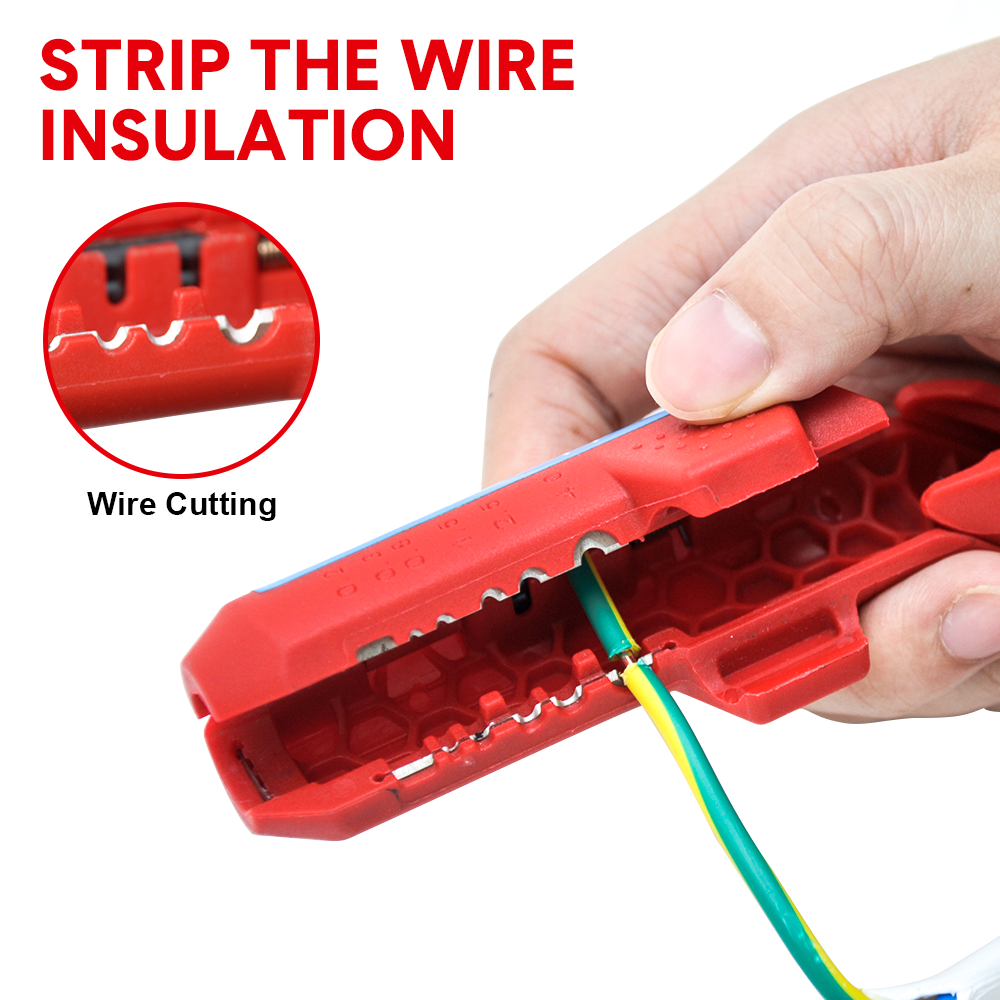 Premium Ergonomic Wire Stripper with 6 Planer Holes - Red