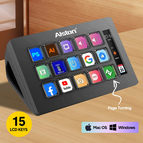 Alston 15 Key Studio Stream Controller Keyboard Deck for PC Mac Streaming