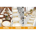 175pcs Gold Trim Disposable Wedding Tableware Set Plates Cutlery Cups Napkins