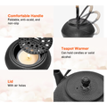 Premium Cast Iron Teapot & Warmer Set – Black 1.2L with Infuser