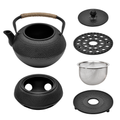 Premium Cast Iron Teapot & Warmer Set – Black 1.2L with Infuser