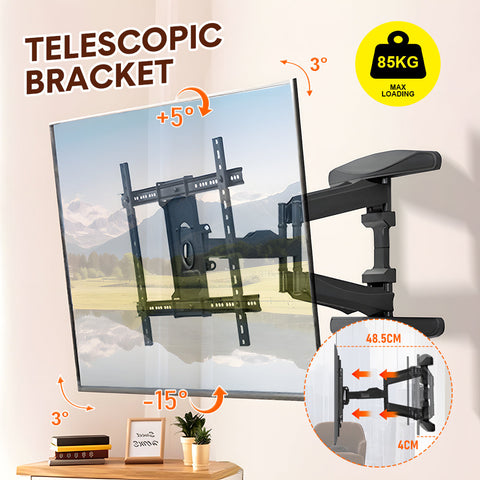Premium Full Motion Telescopic TV Wall Mount Bracket 32-80 Inch 85kg Capacity
