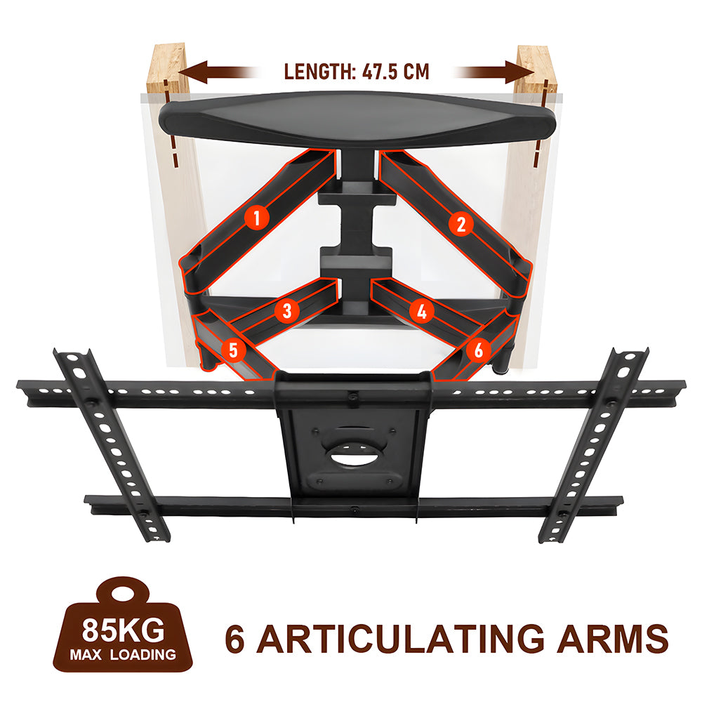 Premium Full Motion Telescopic TV Wall Mount Bracket 32-80 Inch 85kg Capacity