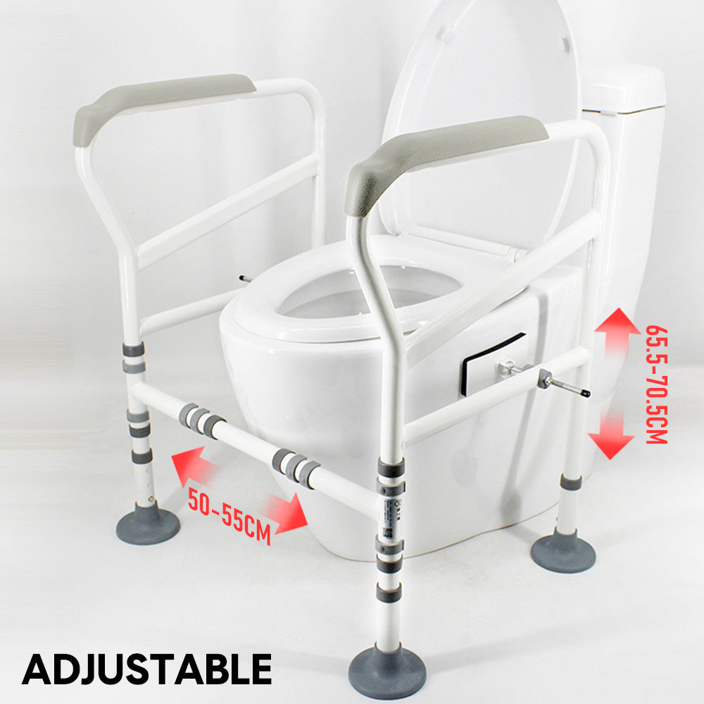 Adjustable Toilet Safety Frame Support Rail Foldable Bathroom Aid 150kg Capacity