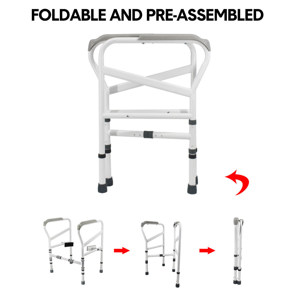 Adjustable Toilet Safety Frame Support Rail Foldable Bathroom Aid 150kg Capacity