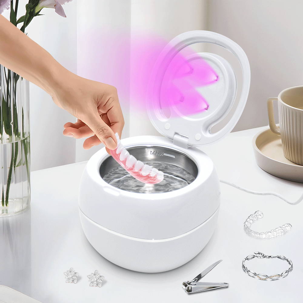 Premium Portable Ultrasonic UV Cleaner 42kHz 180-220ml with Dual Timer