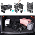 Premium Foldable Camping Wagon with Tailgate - 150L, Black