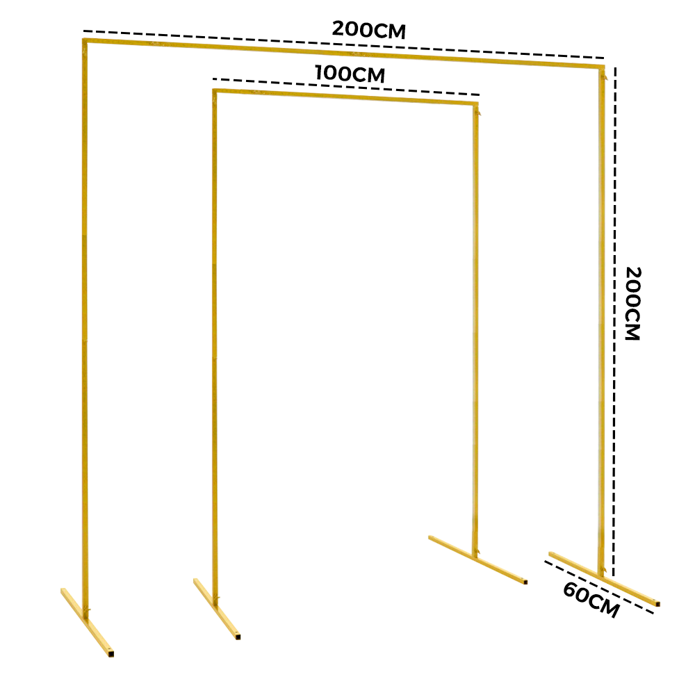 Premium Gold Square Wedding Arch – Adjustable 1-2m Height & Width