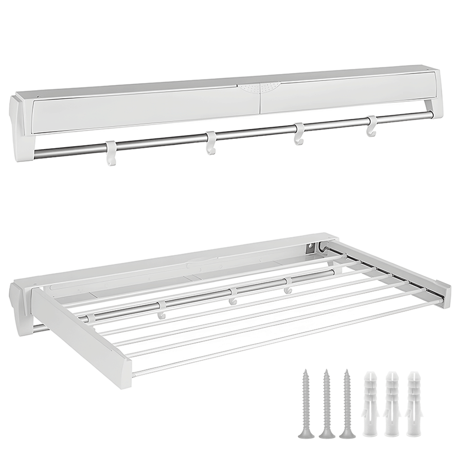 Alston Wall Mounted Drying Rack – White 12kg with Foldable Rail & Hooks