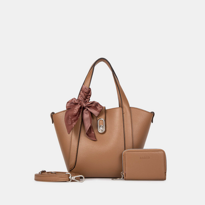Bagco Noelle Leather Tote-Apricot