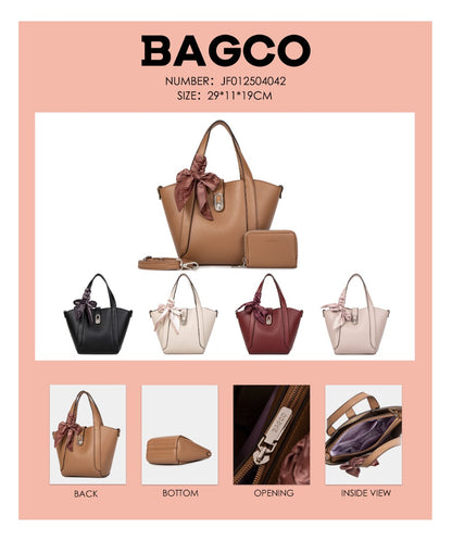 Bagco Noelle Leather Tote-Light Grey