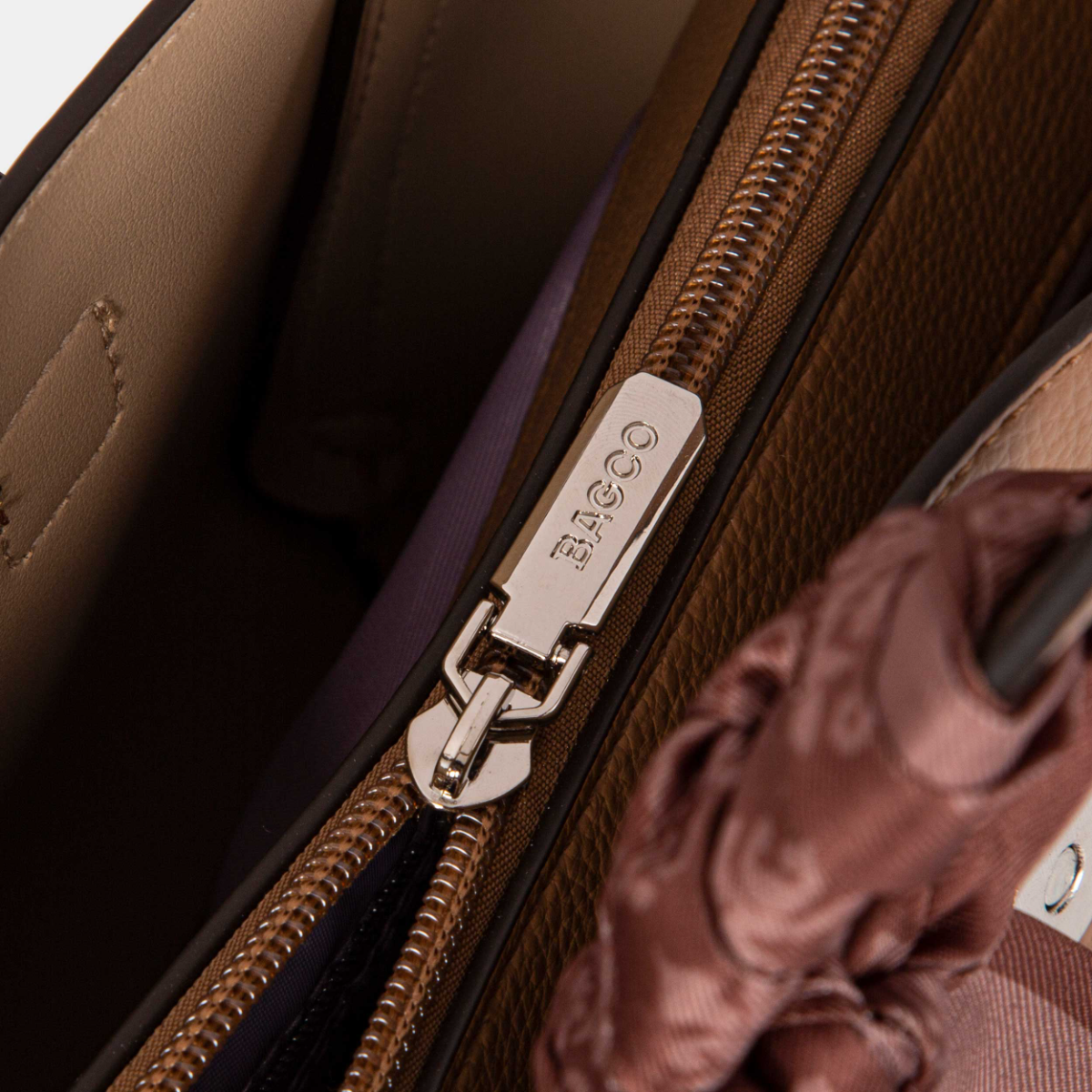 Bagco Noelle Leather Tote-Light Grey