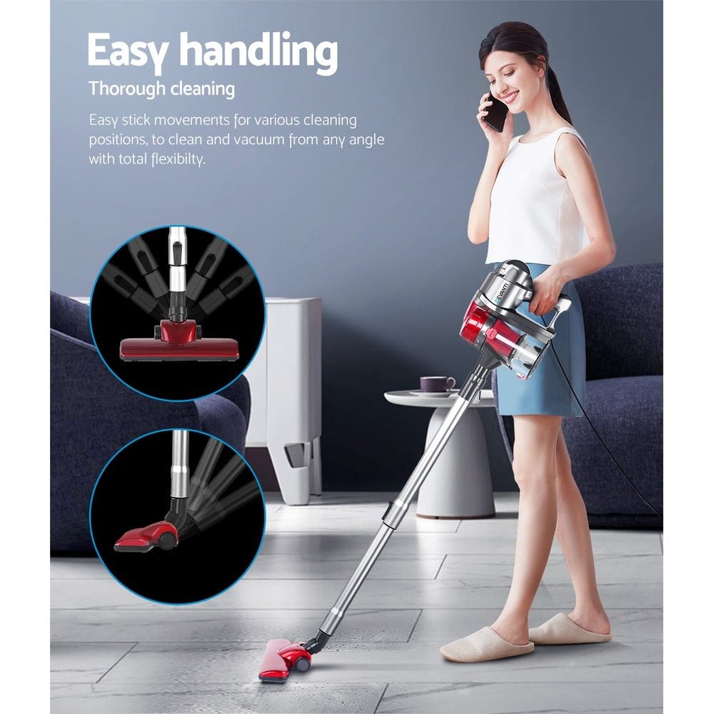 Devanti Stick Vacuum Cleaner Handheld Corded 450W Red - SuperSaverAU - view 4